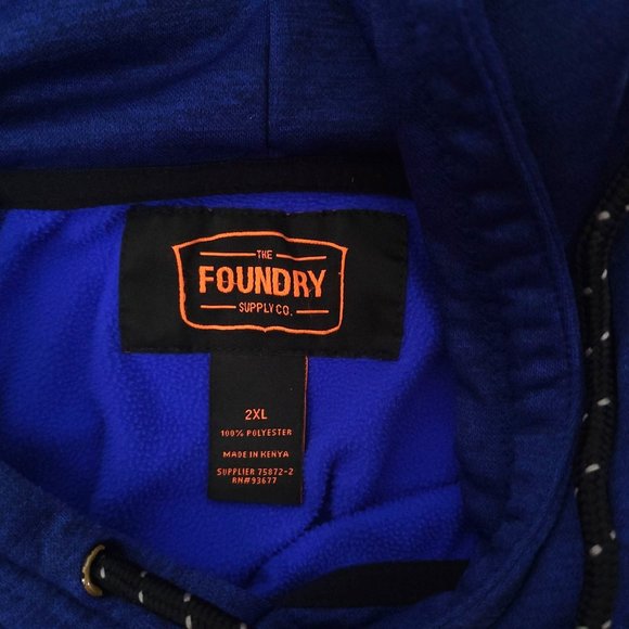 The Foundry Supply Co Pullover Hoodie AS IS Mens Size 2XL Blue Kangaroo Pocket - Picture 10 of 11